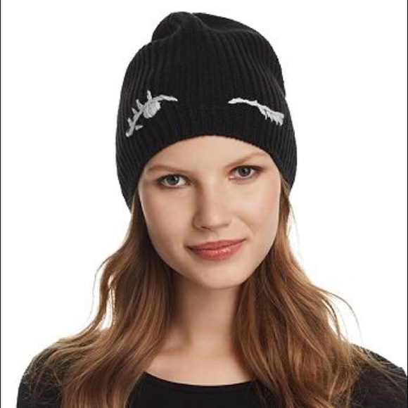 Kate Spade Winking Black Beanie - Picture 2 of 7